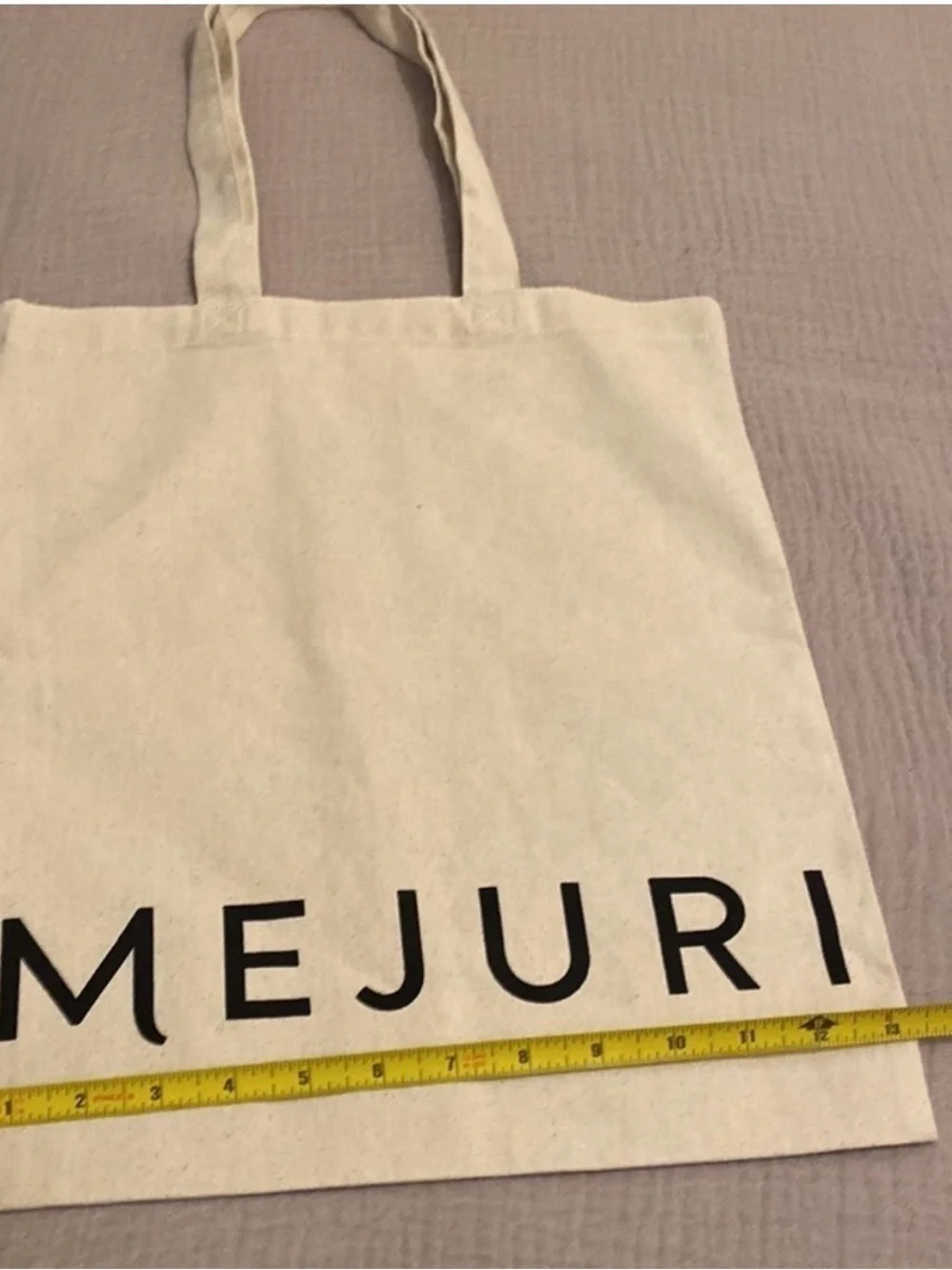 Mejuri Cream Canvas Tote Bag with Black Logo. NWOT